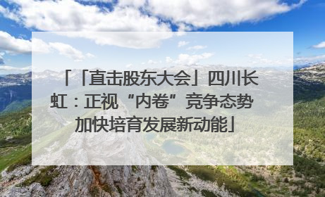 「直击股东大会」四川长虹：正视“内卷”竞争态势 加快培育发展新动能