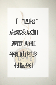 “四招”点燃发展加速度 助推平阳山村乡村振兴