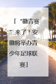 “徽青赛”来了！安徽将举办青少年足球联赛