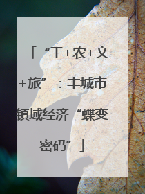 “工+农+文+旅”：丰城市镇域经济“蝶变密码”