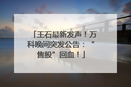 王石最新发声！万科晚间突发公告：“售股”回血！