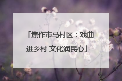 焦作市马村区：戏曲进乡村 文化润民心