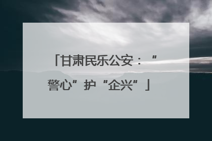 甘肃民乐公安：“警心”护“企兴”