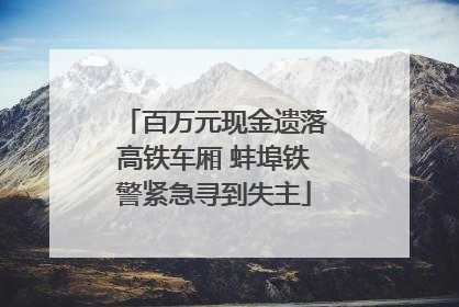 百万元现金遗落高铁车厢 蚌埠铁警紧急寻到失主