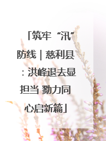 筑牢“汛”防线｜慈利县：洪峰退去显担当 勠力同心启新篇