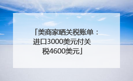 美商家晒关税账单：进口3000美元付关税4600美元