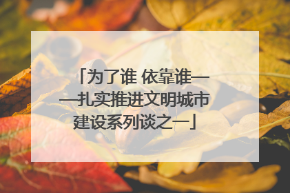 为了谁 依靠谁——扎实推进文明城市建设系列谈之一