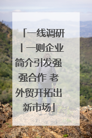 一线调研丨一则企业简介引发强强合作 老外贸开拓出新市场
