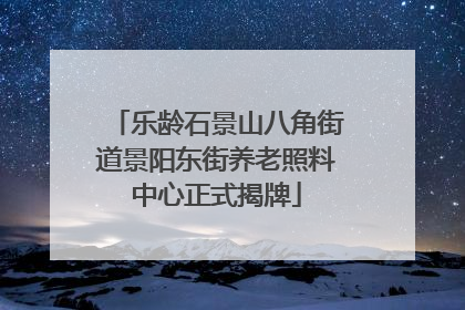 乐龄石景山八角街道景阳东街养老照料中心正式揭牌