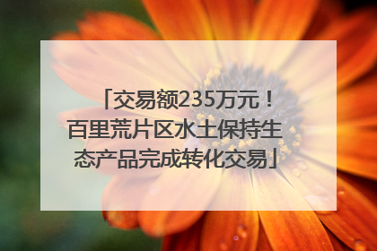 交易额235万元！百里荒片区水土保持生态产品完成转化交易