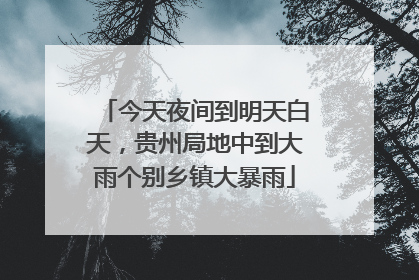 今天夜间到明天白天，贵州局地中到大雨个别乡镇大暴雨