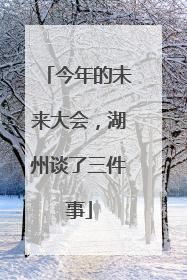 今年的未来大会，湖州谈了三件事