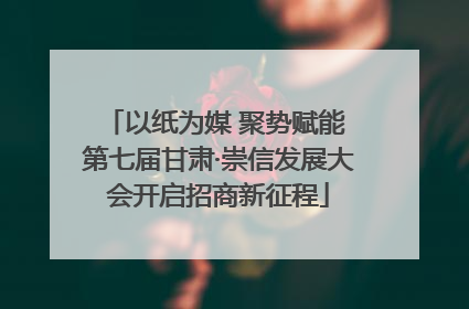 以纸为媒 聚势赋能 第七届甘肃·崇信发展大会开启招商新征程