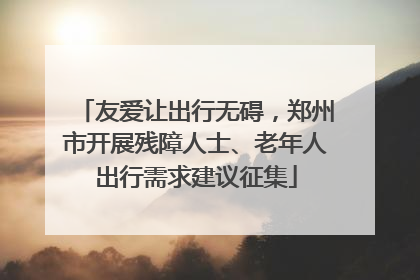 友爱让出行无碍，郑州市开展残障人士、老年人出行需求建议征集