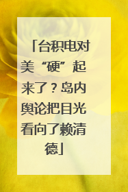 台积电对美“硬”起来了？岛内舆论把目光看向了赖清德