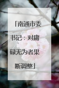 南通市委书记：对庸碌无为者果断调整