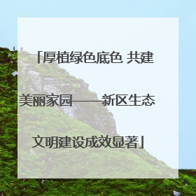 厚植绿色底色 共建美丽家园——新区生态文明建设成效显著