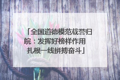 全国道德模范载誉归皖：发挥好榜样作用 扎根一线拼搏奋斗