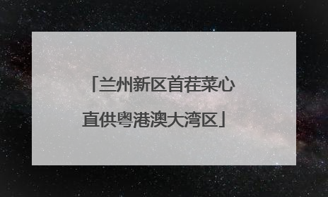 兰州新区首茬菜心直供粤港澳大湾区