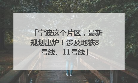 宁波这个片区，最新规划出炉！涉及地铁8号线、11号线