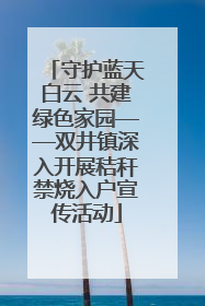 守护蓝天白云 共建绿色家园——双井镇深入开展秸秆禁烧入户宣传活动