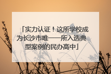 实力认证！这所学校成为长沙市唯一一所入选典型案例的民办高中