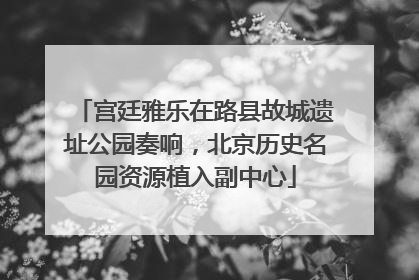 宫廷雅乐在路县故城遗址公园奏响，北京历史名园资源植入副中心