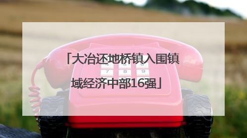 大冶还地桥镇入围镇域经济中部16强