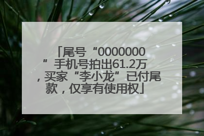 尾号“0000000”手机号拍出61.2万，买家“李小龙”已付尾款，仅享有使用权