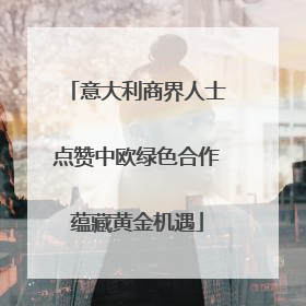 意大利商界人士点赞中欧绿色合作蕴藏黄金机遇