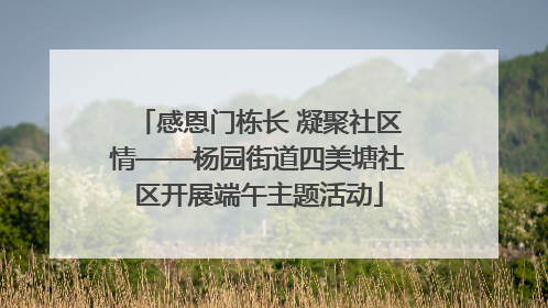 感恩门栋长 凝聚社区情——杨园街道四美塘社区开展端午主题活动