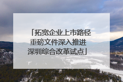 拓宽企业上市路径 重磅文件深入推进深圳综合改革试点