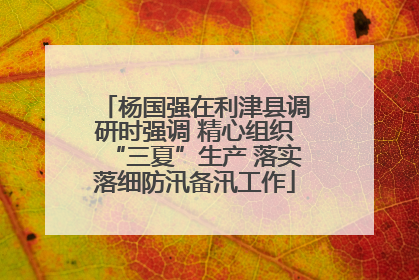 杨国强在利津县调研时强调 精心组织“三夏”生产 落实落细防汛备汛工作
