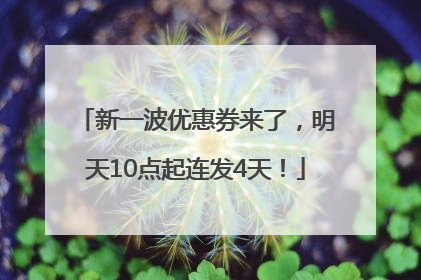 新一波优惠券来了，明天10点起连发4天！