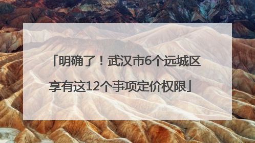 明确了！武汉市6个远城区享有这12个事项定价权限