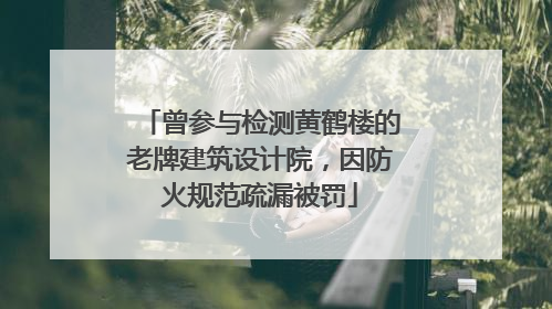 曾参与检测黄鹤楼的老牌建筑设计院，因防火规范疏漏被罚
