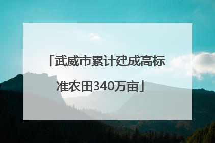 武威市累计建成高标准农田340万亩