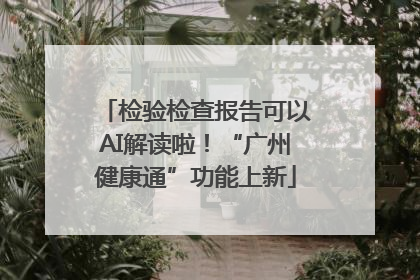检验检查报告可以AI解读啦！“广州健康通”功能上新
