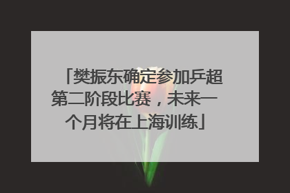 樊振东确定参加乒超第二阶段比赛，未来一个月将在上海训练