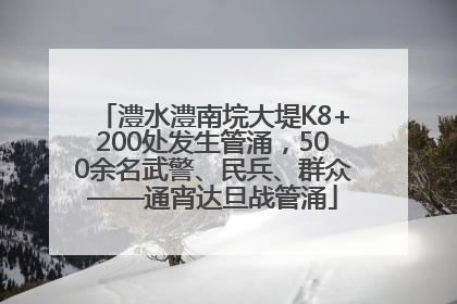 澧水澧南垸大堤K8+200处发生管涌，500余名武警、民兵、群众——通宵达旦战管涌