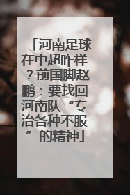河南足球在中超咋样？前国脚赵鹏：要找回河南队“专治各种不服”的精神