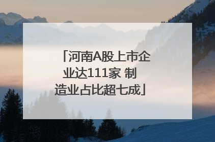 河南A股上市企业达111家 制造业占比超七成
