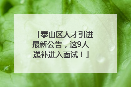 泰山区人才引进最新公告，这9人递补进入面试！