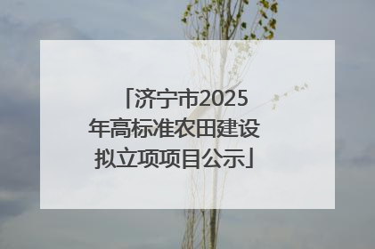 济宁市2025年高标准农田建设拟立项项目公示