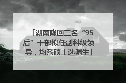 湖南隆回三名“95后”干部拟任副科级领导，均系硕士选调生