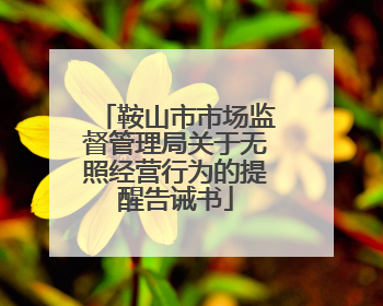 鞍山市市场监督管理局关于无照经营行为的提醒告诫书
