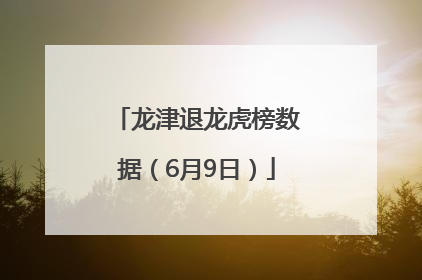 龙津退龙虎榜数据（6月9日）