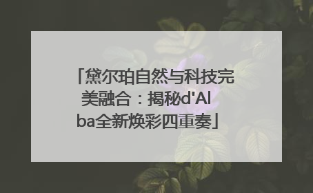 黛尔珀自然与科技完美融合：揭秘d'Alba全新焕彩四重奏
