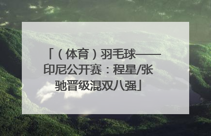（体育）羽毛球——印尼公开赛：程星/张驰晋级混双八强