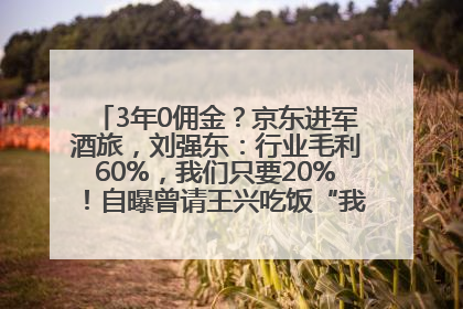 3年0佣金？京东进军酒旅，刘强东：行业毛利60%，我们只要20%！自曝曾请王兴吃饭“我要做外卖了”